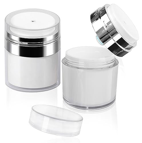 2Pack 30ml Airless Pump Jar - 1.0 Oz Moisturizer Pump Dispenser, Travel Lotion Container Vacuum Bottle for Skincare, Thick Moisturizer - size: 1 Ounces, style: 2 JARS