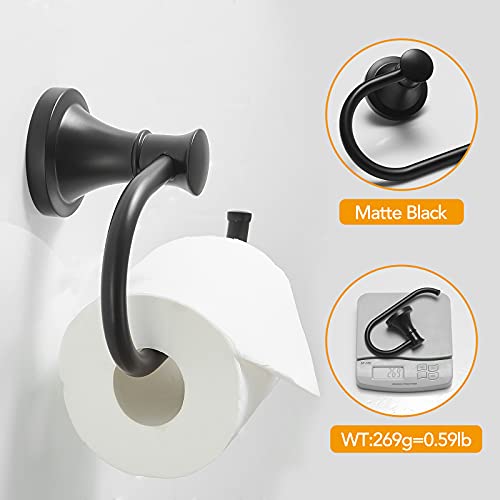 BESy Matte Black Toilet Tissue Paper Holder Matte Black Bathroom Accessories Toilet roll Paper Hanger, Wall Mounted, Rustproof - color: Matte Black