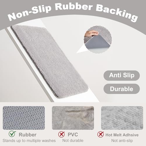 TYUU Toilet Rug, Ultra Soft Toilet Rugs U Shaped Machine Washable Non Slip Absorbent Quick Dry Toilet Mat with Rubber Backing, Light Grey 20" x 24" U Shape - color: Light Grey, size: 20" x 24" U Shape