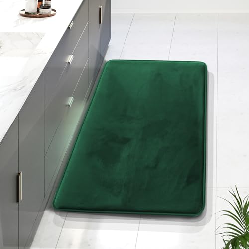 Clara Clark Bathroom Rugs, Velvet Memory Foam Bath Mat, Non-Slip Bath Rugs, Machine Wash, Dries Quickly, Ultra Soft Plush Bath Mats for Bathroom, - color: Hunter Green, style: 24 x 36
