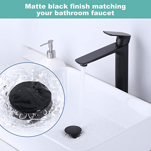 Bathroom Sink Drain Without Overflow, ARCORA Matte Black Pop Up Drain for Vessel Sink Clicker Drain Stopper - color: Black-1 Pack, style: Pon Up Without Overflow