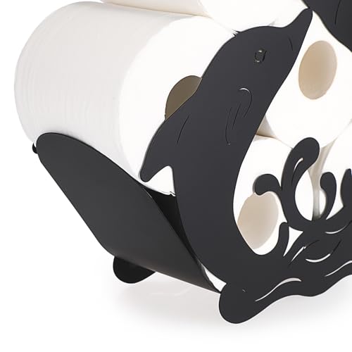 Sumnacon Toilet Paper Holder,Metal Toilet Paper Storage,Freestanding Toilet Paper Roll Holder, Whimsical Toilet Paper Organizer for Bathroom Toilet Shelf Table Counter Floor,Dolphin