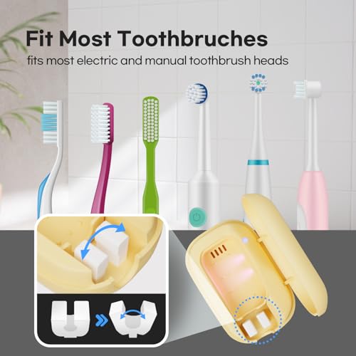HubiCare Toothbrush Case, Spring Pastel Color Portable Mini Toothbrush Covers with Holder, Rechargeable Travel Home Toothbrush and Holder, Cleaner Case for All Electric & Manual Toothbrushes (Yellow) - color: Yellow