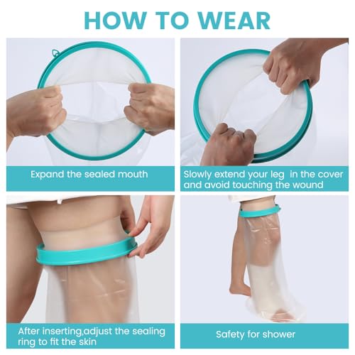 Cast Covers for Shower Leg, Waterproof Cast Cover for Showering, Cast Protector for Shower Leg Adult, Shower Boots for Foot after Surgery, Knee, Ankle, Foot (Diameter - 9.8") Extra Large - color: Leg, style: Wide Reinforced Green