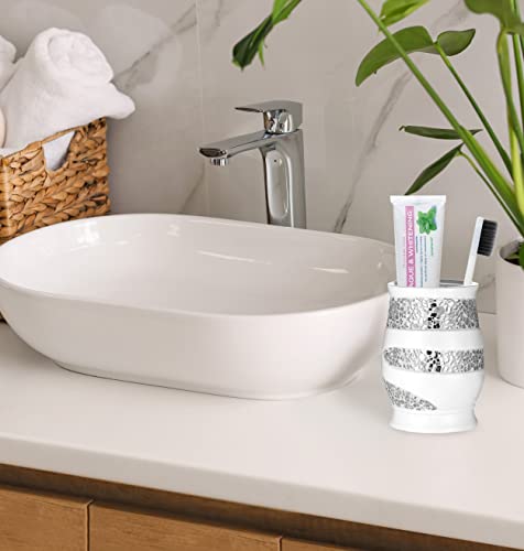 Zahari Home Sinatra Bath Tooth Brush Holder Modern Tooth Brush and Toothpaste Holder, White - color: White, size: 4.25" x 3" x 3" Tooth Brush Holder