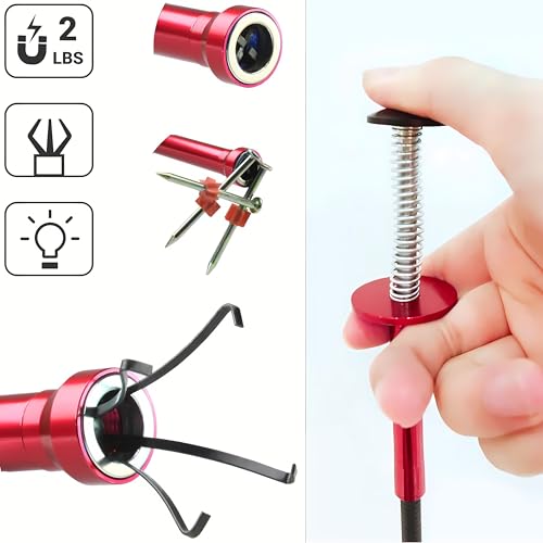 Flexible Magnetic Pickup Tool,Bendable Grabber Tool with 4 Claws & Strong Magnet – Flexible Claw Pick-Up Reacher for Narrow Spaces, Engine Bay, Sink, Drain, Jewelry, Keys, Metal Objects（28 Inch - size: 28.2 inch