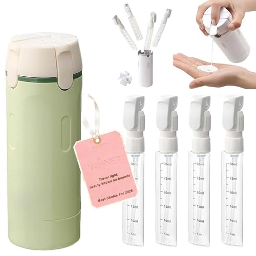 4 in 1 Travel Dispenser Bottles, Leak Proof Travel Bottles for Toiletries, 4 Pack 30ML Refillable Travel Size Containers for Shampoo, Onditioner, Travels Essentials (Green) - color: Green