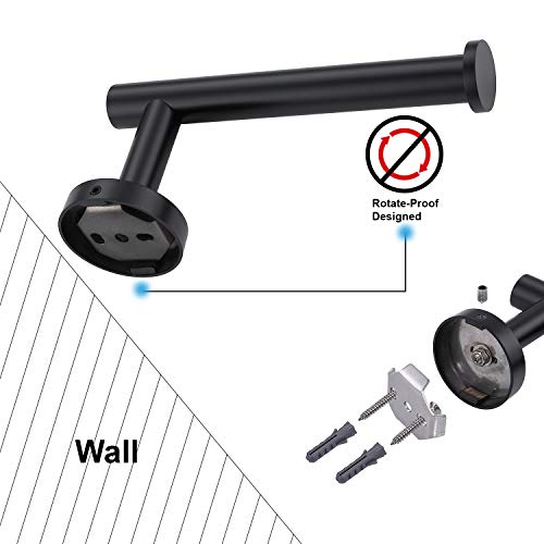 TASTOS Matte Black Toilet Paper Holder SUS304 Stainless Steel, Modern Round Tissue Roll Holders Wall Mount, Toilet Paper Roll Dispenser Bathroom 5 inch TP Holder for Kitchen Washroom - color: Matte Black