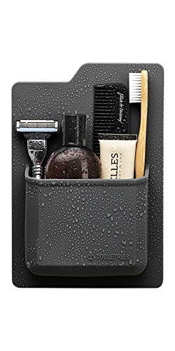 TOOLETRIES The James Organizer, Shower Storage Holder - Charcoal | Silicone shower storage with a reusable strong grip for toiletries and everyday bathroom essentials. - color: Charcoal