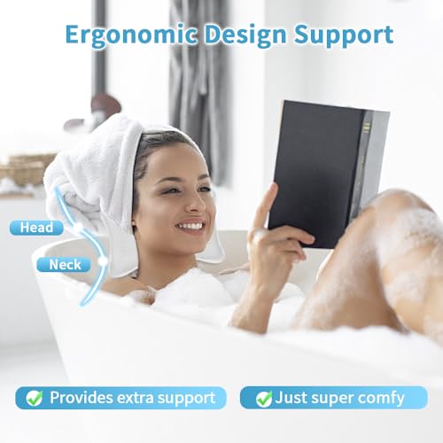 Luxury Bath Pillows for Tub, Slip Resistant Waterproof Bath Pillows for Tub Neck and Back Support with 2 Strong Suction Cups, Relaxing Spa Essentials (White) - color: White