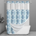 Yiatn Light Blue Hook Free Shower Curtain with Snap in Liner - Hotel Style with See Through Mesh Top Window, Modern Geometric Waterdrop Design,Waterproof and Washable,- 71x74 INCH - color: Light Blue, size: 71"W x 74"L (Pack of 1)