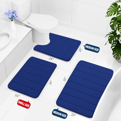 Buganda Memory Foam Bath Mat, 70" x 24", Ultra Soft and Non-Slip Bathroom Rugs, Water Absorbent and Machine Washable Bath Rug Runner for Bathroom, Shower, and Tub, Navy Blue - color: Navy Blue, size: 70" X 24"