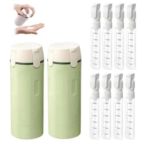 4 in 1 Travel Dispenser, 4 Pack 30ML Travel Bottles for Toiletries, Leak Proof Travel Size Containers, Portable Containers for Shampoo Lotion Conditioner Cream (Green*2) - color: Green 30ml *2