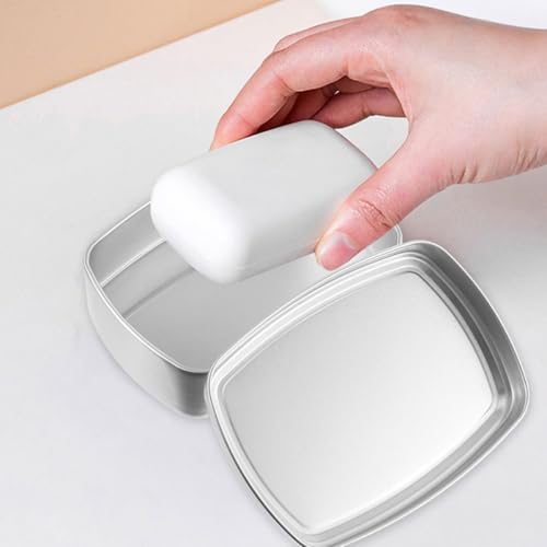 OUNONA Aluminum Cream Box and Soap Holder Set 2pcs 150ml Small Metal Storage Case with Lid Portable Soap Bar Holder for Travel Bathroom Toiletries Organization