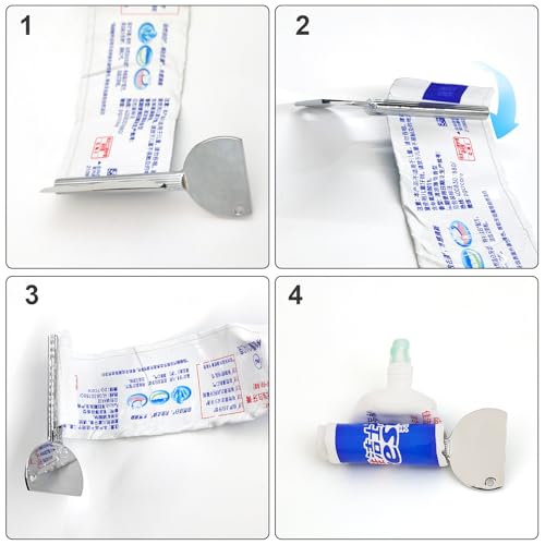 3 Pcs Toothpaste Tube Squeezers,Stainless Steel Toothpaste Squeezer,Metal Manual Dispenser Roller Tube Wringer,Tube Key Tooth Paste Squeezer for Home Toothpaste Paint,Cream, Cosmetic and Hair Dye - color: Silver