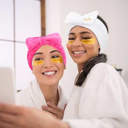 Semato Bachelorette Party Favor Set - Bride & Bridesmaid Spa Headbands (1 Bride + 7 Hot Pink) - color: 1 bride+ 7 hot pink