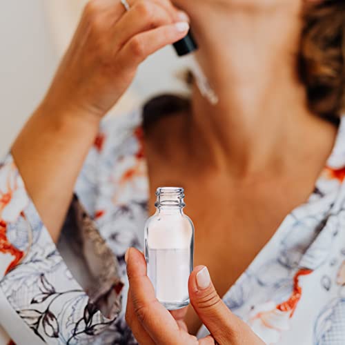 48 Pack 1oz Clear Glass Bottles with Glass Eye Droppers for Essential Oils, Perfumes & Lab Chemicals (Brush, Funnels, 2 Extra Droppers, 54 Pieces Labels & 30ml Measuring Cup Included) - color: Clear-48pack