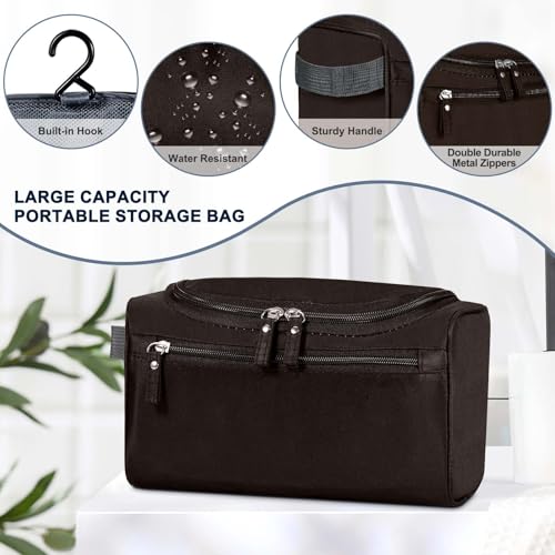 Hanging Toiletry Bag for Women and Men Traveling Makeup Large Capacity Cosmetics Portable Dopp Kit Storage Organizer Bag with Hanging Hook for Toiletries Brushes Shaving Tools - color: Coffee