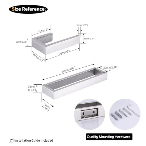 GERZWY Contemporary Stainless Steel Wall Mounted 2-Piece Bathroom Hardware Set - Towel Rings Toilet Paper Holder, Brushed Finish HG1708-2LS - color: Brushed