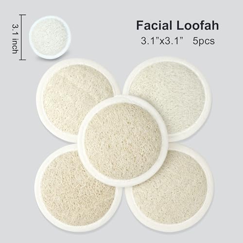 Premium Natural Loofah Exfoliating Scrubber Set - Back Scrubber, Body Pads & Facial Sponges | 8-Piece Bath & Shower Gift Set for Women (Luxury Gift Box)