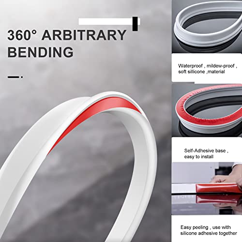 Silicone Wet Room Bathroom Floor Seal Screen Door Seal Strip Shower Dam Prevents Overflow of Water | Waterproof Self-Adhesive and Bendable Waterproof Strip for Wet and Dry Separation (80 inch) - size: 80 inch