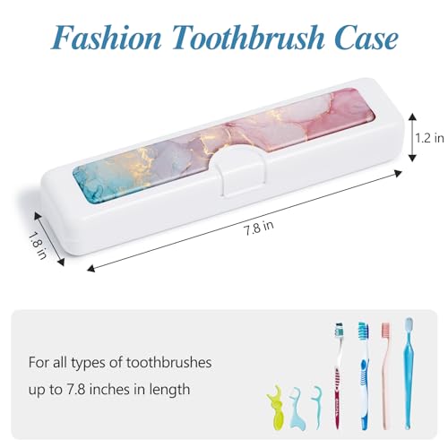 2 Pcs Toothbrush Travel Case - Colorful Pattern, Holder and Covers for Toothbrushes, Includes Tongue Scraper Case - color: 2PCS - 2, size: Small