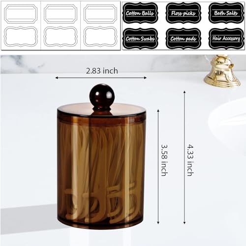 SheeChung 2 Pack Acrylic Qtip Holder,Amber Canister Apothecary Jars with Lids,10oz Qtip Dispenser Bathroom Set,Clear Plastic Vanity Storage Canisters for Cotton Swabs,Balls,Pads - size: 2 pack 10 oz