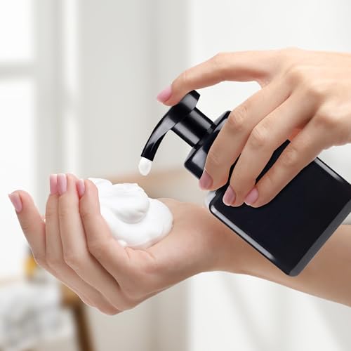 250ML Foaming Soap Dispenser, 2-Pack Plastic Hand Soap Dispenser, Refillable Leakproof Foam Pump Bottle with Waterproof Labels, for Shampoo, Body Wash - color: Black, size: 250ML