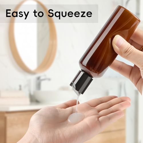 TUZAZO 10 Pack 3.4 oz Amber Plastic Travel Bottles for Toiletries TSA Approved Leakproof Travel Size Containers Empty Small Plastic Shampoo Lotion Bottles - color: Amber
