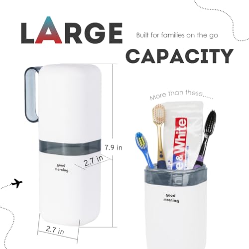Toothbrush Travel Case,Toothbrush Holder and Rinse Cup with Handle Travel Toothbrush Cup,Multifunctional Toothbrush Covers,Large Capacit Travel Toothbrush Holder with Mouthwash Cup (Blue) - color: 1pcs-grayish Blue
