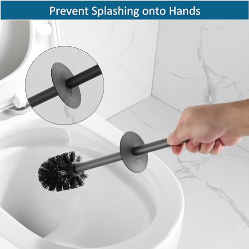 BVL Toilet Brush and Holder Set Black Freestanding for Bathroom - color: Matte Black