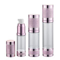 Tvoip 3Pcs/Lot 15ml 30ml 50ml Gold Pink Silver Glitter Diamond Airless Vacuum Bottles Luxury Emulsion Lotion Fragrance Perfume Spray Bottle (Pink) - color: Pink