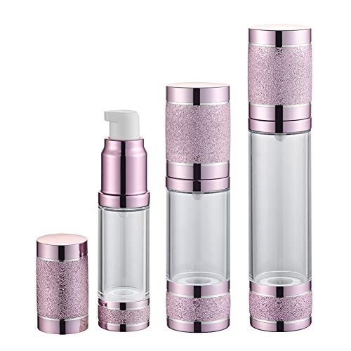 Tvoip 3Pcs/Lot 15ml 30ml 50ml Gold Pink Silver Glitter Diamond Airless Vacuum Bottles Luxury Emulsion Lotion Fragrance Perfume Spray Bottle (Pink) - color: Pink