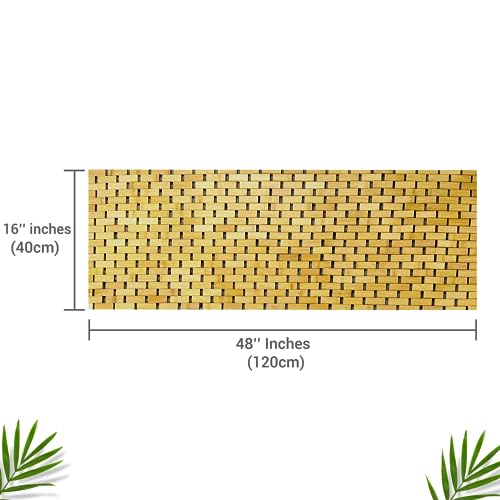 Bamboo Bath Mat 48 x 16 Inches and Wooden Soap Dish Set Bathroom Rugs Bathtub Mat Non Slip Bath Mats for Bathroom, Kitchen Sauna Spa Hot Tub Outdoor Decor - color: Wood, size: 48x16