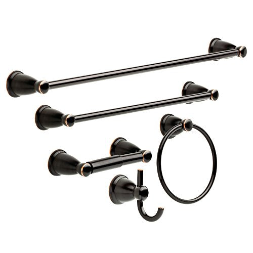 Franklin Brass 5-Piece Oil Rubbed Bronze Bathroom Set (2) Towel Racks, Ring, Toilet Paper Holder, Hook | Kinla Bath Accessories - color: Oil Rubbed Bronze, style: 5-Piece Bath Accessory Set