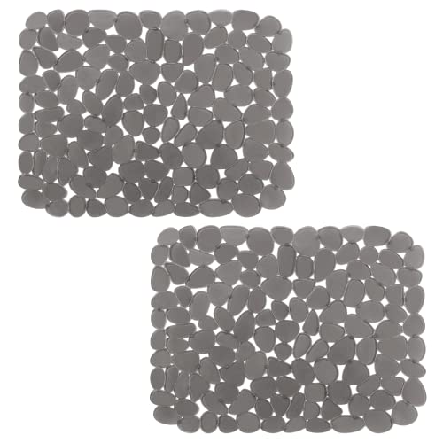 Bligli Pebble Sink Mat for Stainless Steel/Ceramic Sinks, 2 Pack PVC Sink Protectors Mats for Bottom of Kitchen Sink, Dish Drying Mat for Dishes and Glassware, 15.7 x 11.8 inch, Grey - color: Gray