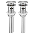 KES Bathroom Sink Drain with Overflow, Brushed Nickel Pop Up Drain 2 Pack, All Metal Bathroom Sink Stopper for Vanity Vessel Sink, T304 Stainless Steel and Brass, S2008A-BN-P2 - color: Brushed Nickel, style: With Overflow, 2 Pack