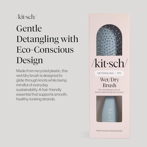 Kitsch Wet/Dry Hair Brush Detangler – Flexi Hair Brush for Women, Men & Kids | Detangling Brush for Curly Hair, Bounce Curl Defining Brush for Wet or Dry Strands - Haze Blue - color: Haze Blue