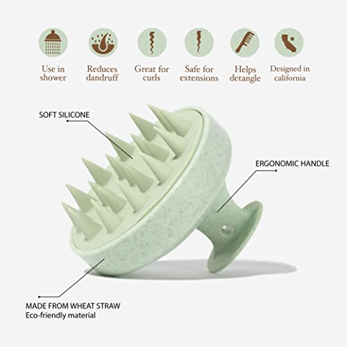 Scalp Massager Hair Shampoo Brush Shower Scalp Scrubber l Hair Scalp Scrubber Head Massager for Stress Relax Hair Growth (Soft Green) - color: Soft Green