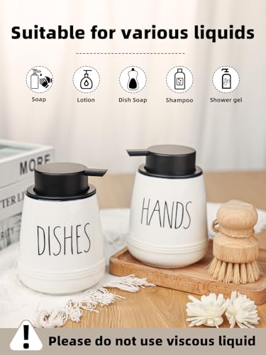 Ceramic Soap Dispenser Set, 13oz Wash Soap Dispenser (Foam-Hands & Dishes) - color: Foam-hands & Dishes
