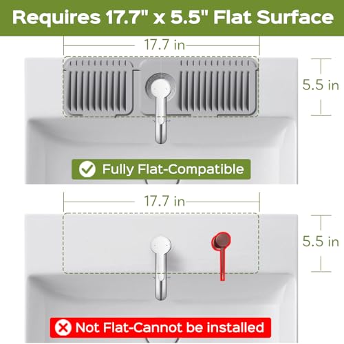 18 Inch Silicone Faucet Mat for Kitchen Sink Splash Guard – 2025 Upgraded Draining Mat with Water Tray Behind Faucet – Countertop Protectors to Catch Spills (Gray, 17.7" x 5.5") - color: Gray, size: 17.7" x 5.5"