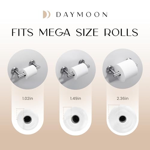 Day Moon™ Toilet Paper Holder Wall Mount, Modern Roll Holder for Bathroom, Stainless Steel Rustproof Double Post Pivoting Tissue Roll Holder for Bathroom, Classic, Brushed Nickel - color: Brushed Nickel