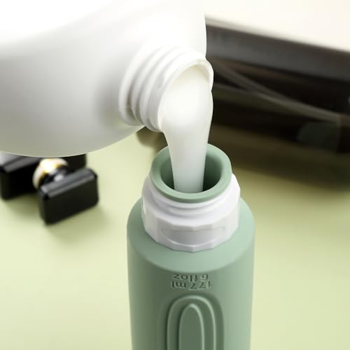 Mrsdry Travel Bottles for Toiletries, Large 6oz Oversize Containers, BPA Free Leak Proof Tubs Refillable Liquid Traveler Accessories with Toiletry Bag for Cometic Shampoo and Lotion Soap (4 Pack) - color: Mint-Grey-6oz