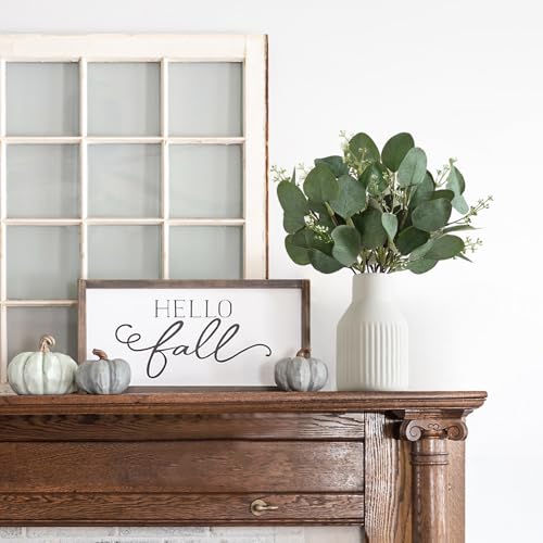 Dahey Artificial Eucalyptus Stems in Ceramic Vase Centerpiece Table Decorations Modern Farmhouse Decor Fake Eucalyptus Plants with Vase for Bathroom Kitchen Shelf Living Room Home Decor, White - color: White, size: Medium