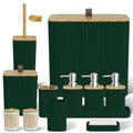 Bathroom Accessory Set - Green Bathroom Set, 12PC Bathroom Accessories Set, Green Bathroom Accessories Set, Mini Trash Can, Toilet Brush, Trash Can & Soap Dispenser - size: Bathroom Set, style: Dark Green
