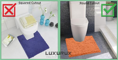 LuxUrux Bathroom Rugs Sets 2 Piece: Quick Dry, Soft Plush Anti-Slip, Super Absorbent. Includes Rectangular (31x20 inches) & U-Shaped Toilet Mat (20x20 inches) | Black - color: Black, size: 2 Piece Set