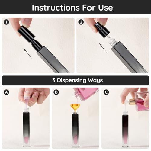 Segbeauty 0.34oz Refillable Glass Perfume Bottle,10 Pack of 10ml Perfume Container For Travel, Empty Atomizer Sprayer for Cologne Dispenser, Travel Sample Bottles Cologne Making Kit with Refill Tool - color: Black Blue Red Green Gray, style: Bulk Mini Bot