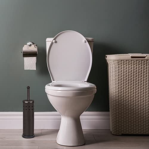Blue Donuts Toilet Brush and Holder - Cleaning Bowl Cleaner, Stainless Steel, Oil Rubbed Bronze - color: Bronze