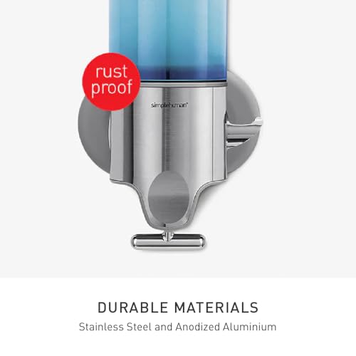 simplehuman Wall Mount Pumps, Twin 15 fl. oz. Shampoo & Soap Dispenser, Stainless Steel - size: Double