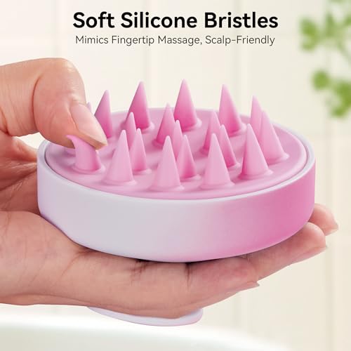 HEETA Scalp Massager Hair Growth, Soft Silicone Scalp Scrubber Shampoo Brush for Exfoliation, Dandruff Removal Head Massage Stress Relax, Wet & Dry Use for Thick Thin Curly Hair Care, Gradient Purple - color: Gradient Purple
